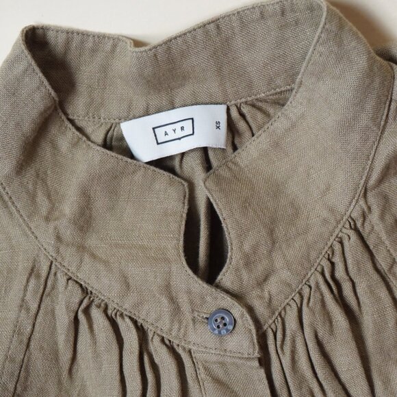 Ayr Irish Linen "The Bloom" Button Down Mandarin Collar Blouse - Size XS - Picture 2 of 12